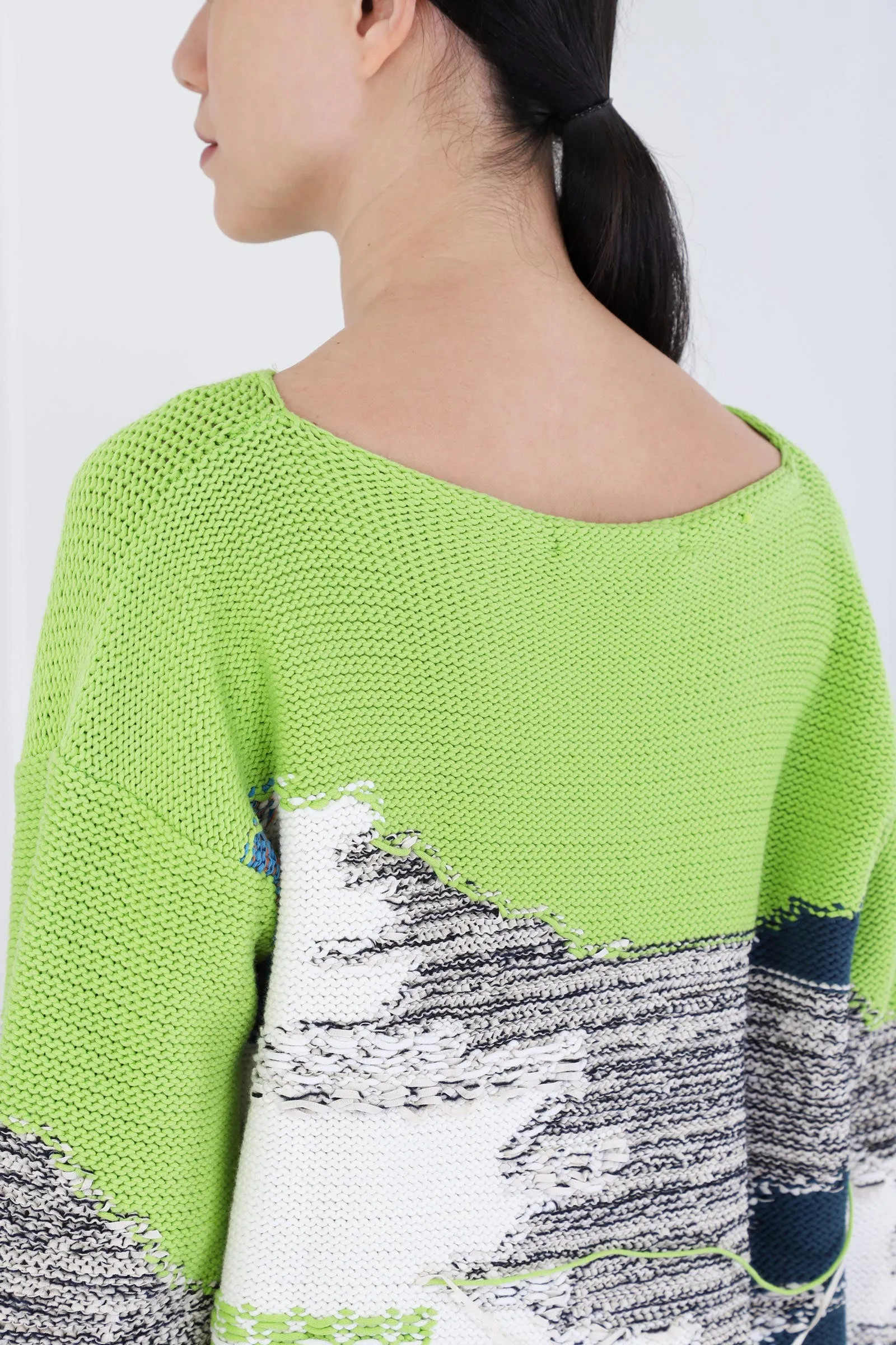 Light Green Knitted Unisex Franc Intarsia Sweater