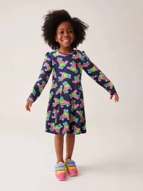 Little Bird Girls Roller Skater Sweat Dress - Navy