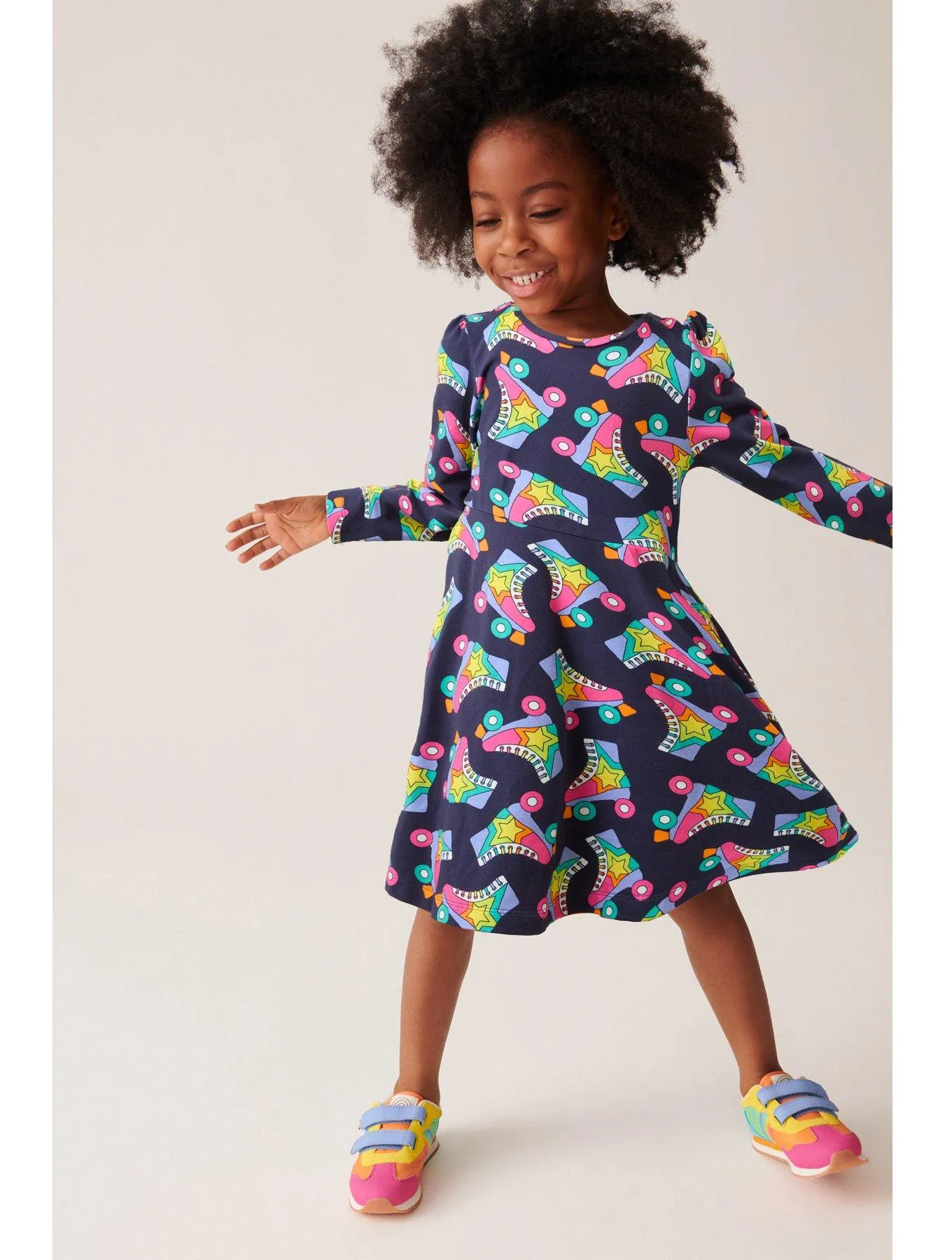 Little Bird Girls Roller Skater Sweat Dress - Navy