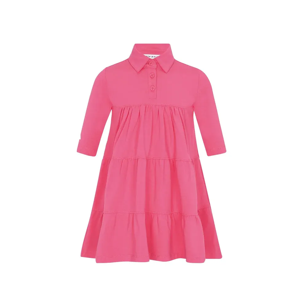 Little Parni LS Collared Dress w/ Terry Logo