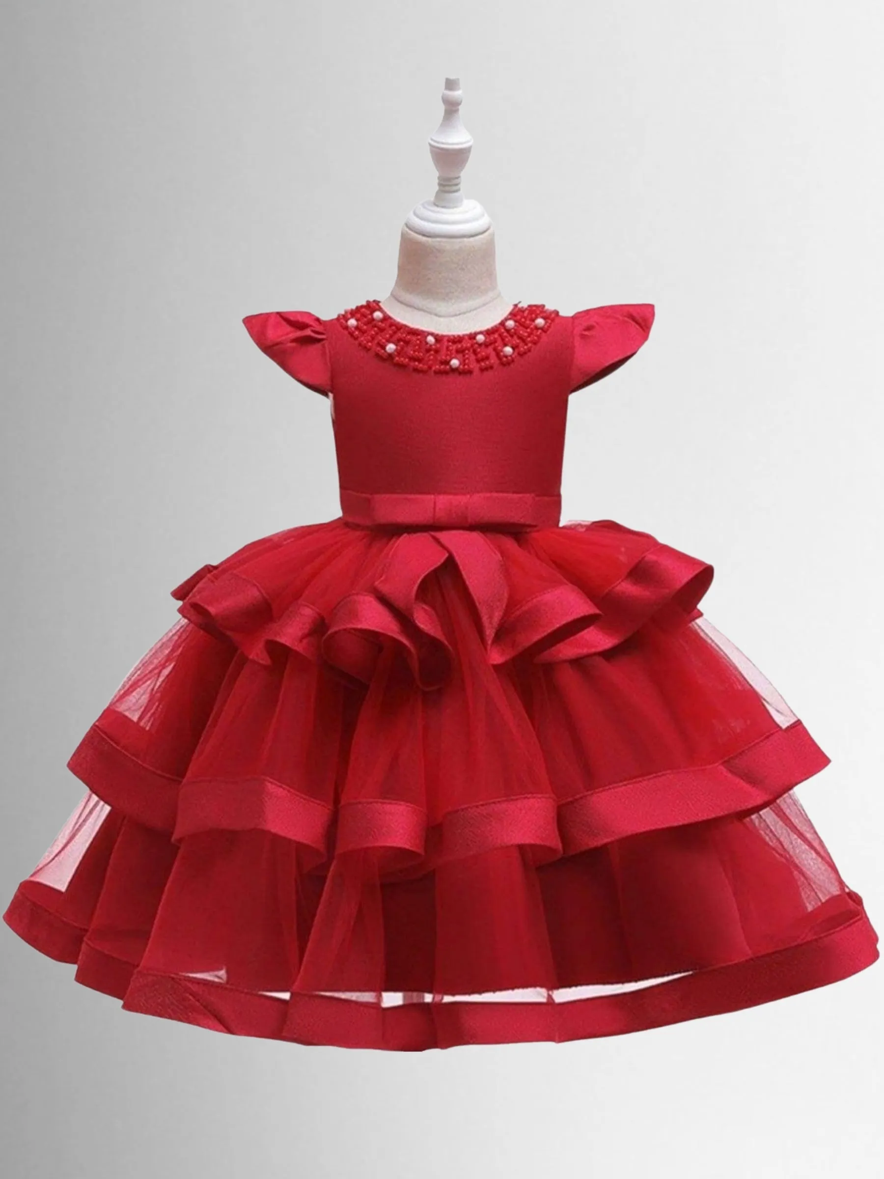 Little Royalty Cap Sleeve Tiered Princess Dress