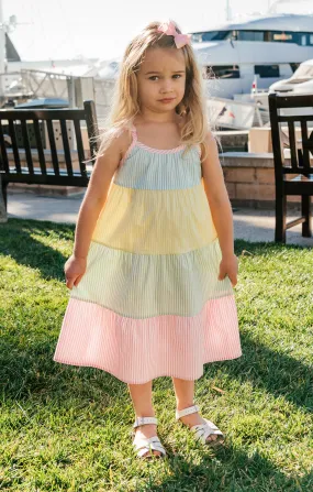 Little Sabrina Dress ~ Mixed Easter Stripe