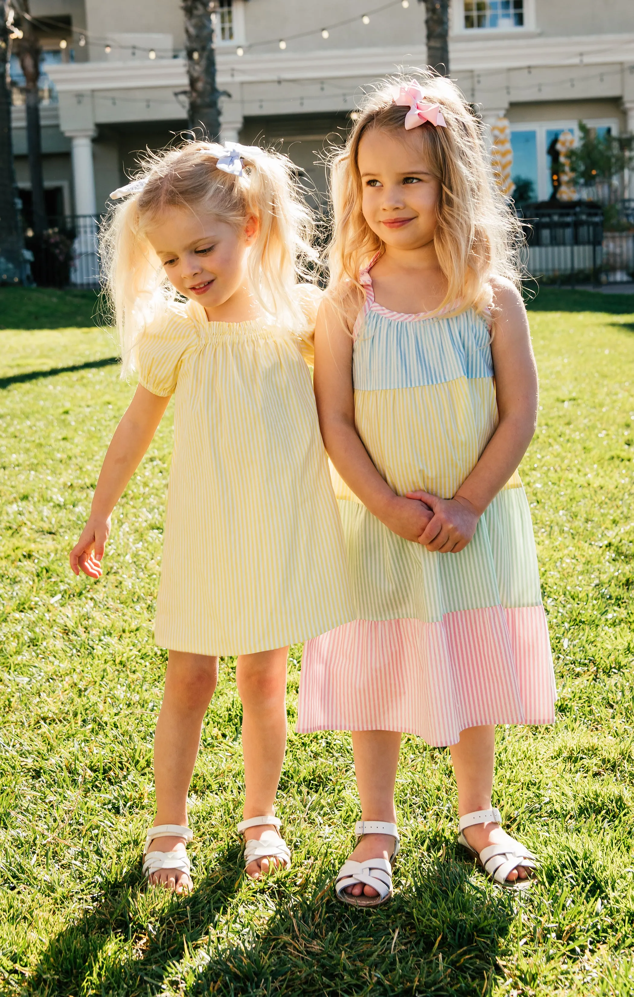 Little Sabrina Dress ~ Mixed Easter Stripe