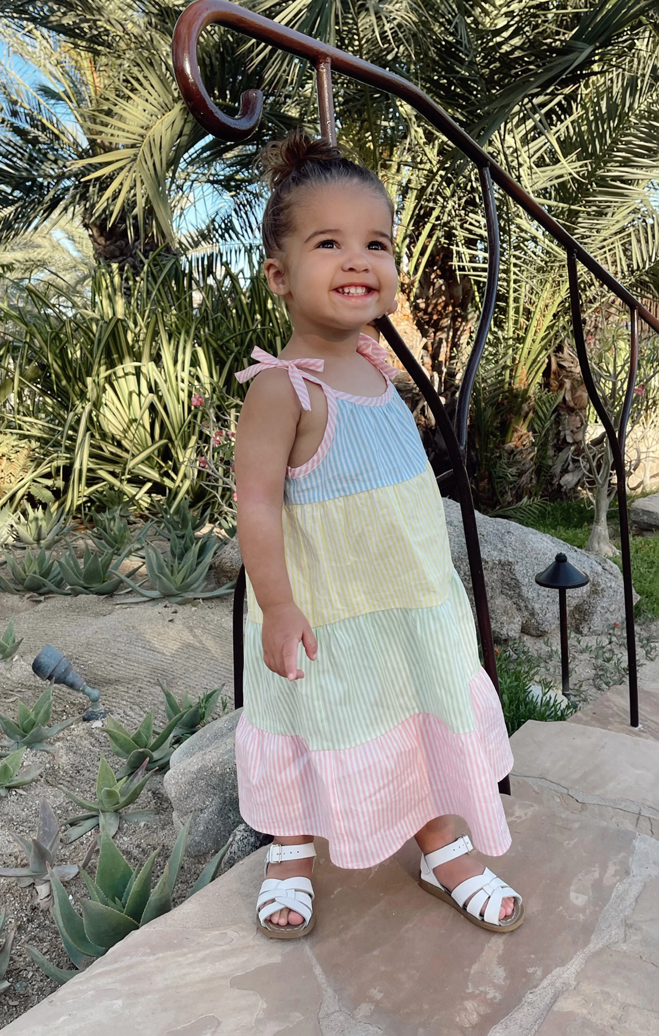 Little Sabrina Dress ~ Mixed Easter Stripe