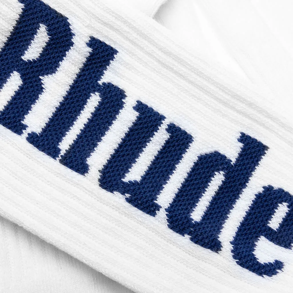 Logo Verticle Sock - White/Navy