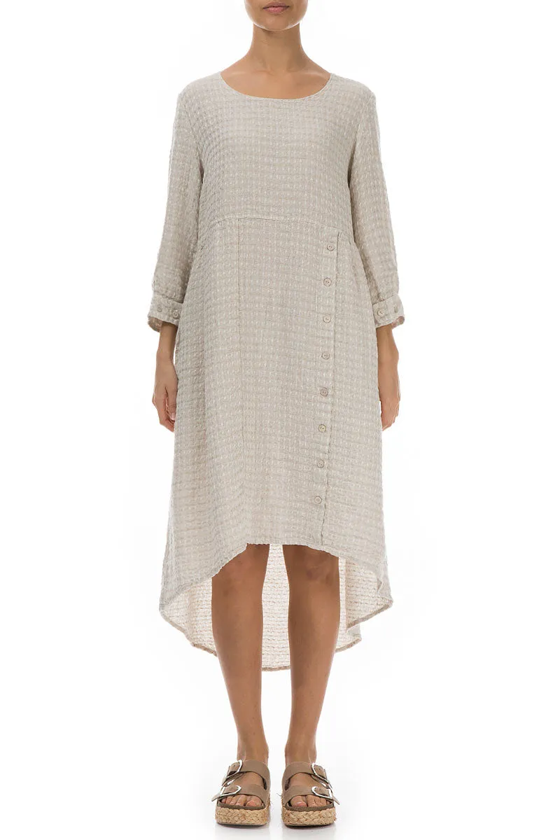 Longer Back Textured Natural Linen Dress