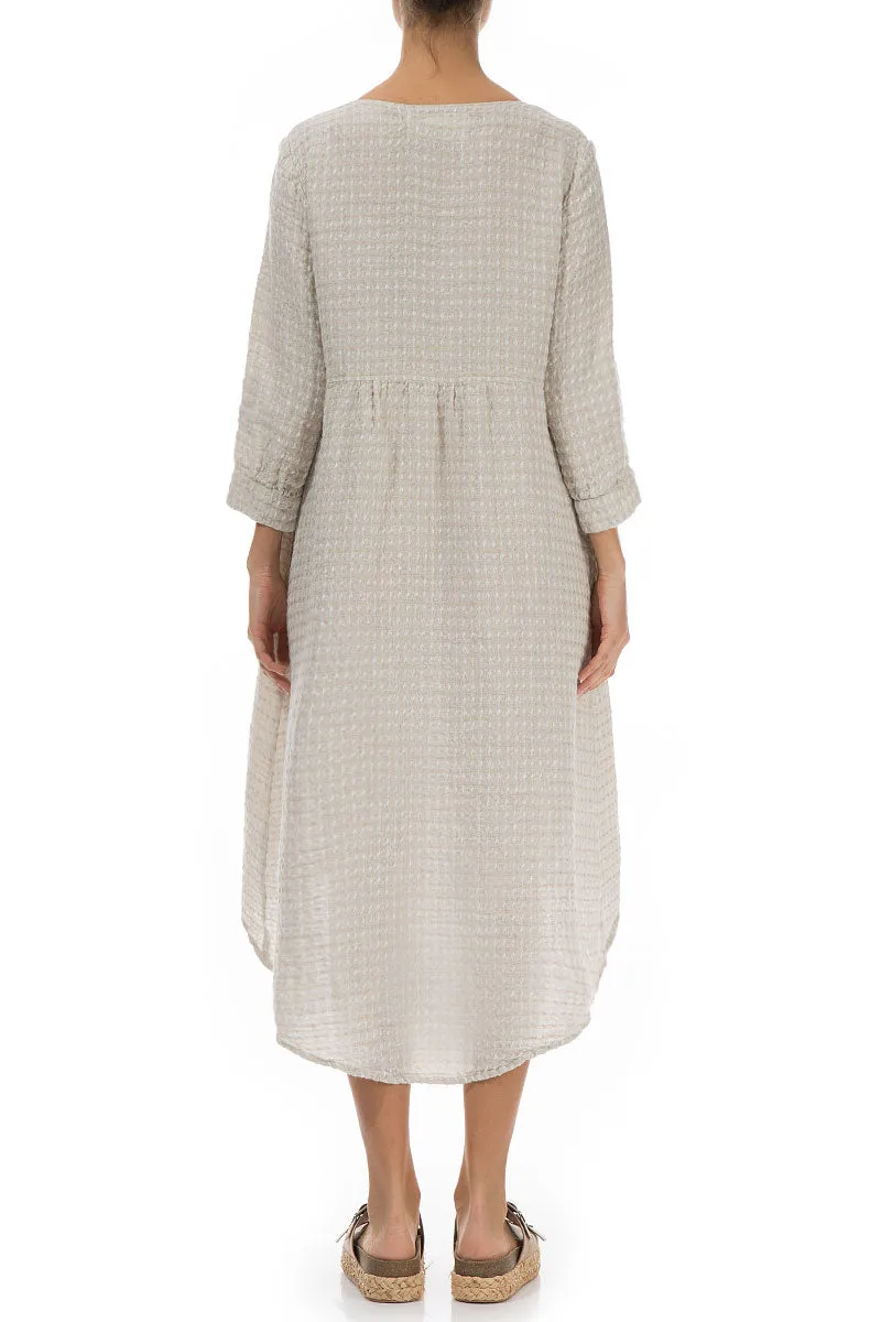 Longer Back Textured Natural Linen Dress