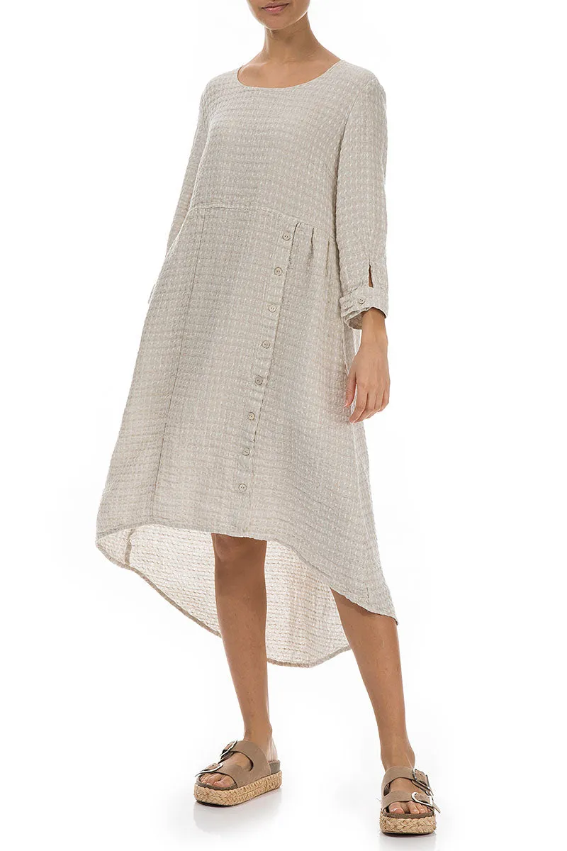 Longer Back Textured Natural Linen Dress