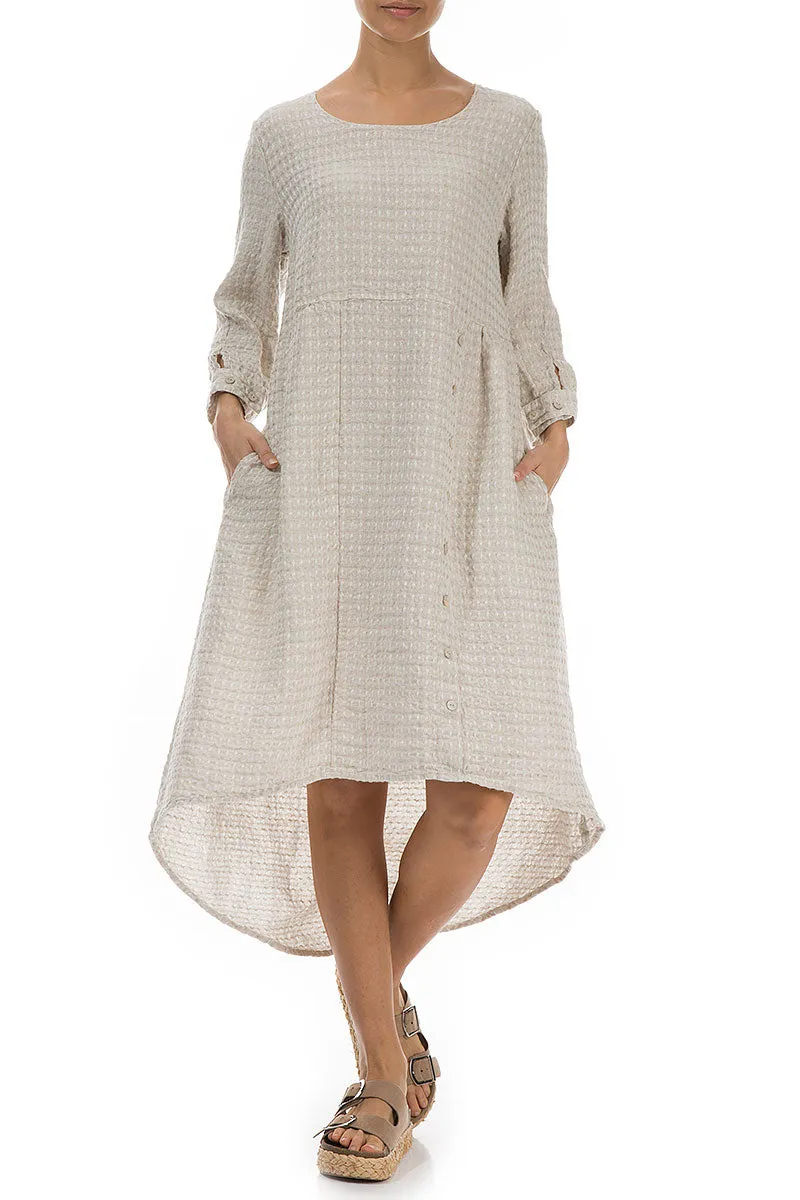 Longer Back Textured Natural Linen Dress