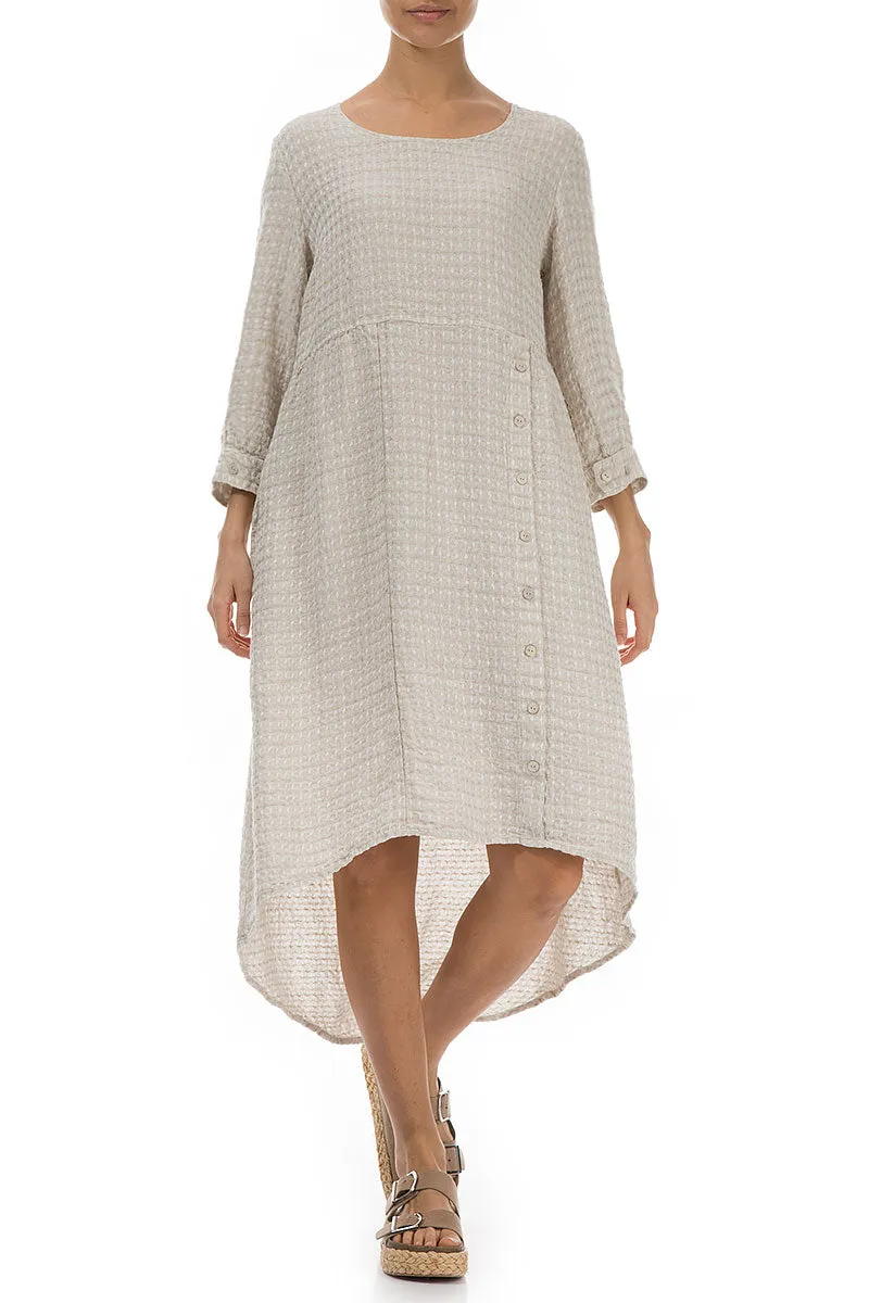 Longer Back Textured Natural Linen Dress