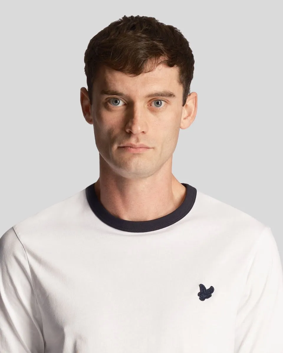 Lyle & Scott Tonal Crew Neck T-Shirt White/Dark Navy