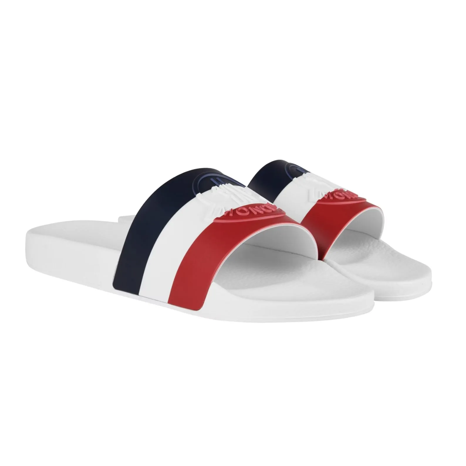 MONCLER WHITE, RED  & NAVY SLIDERS