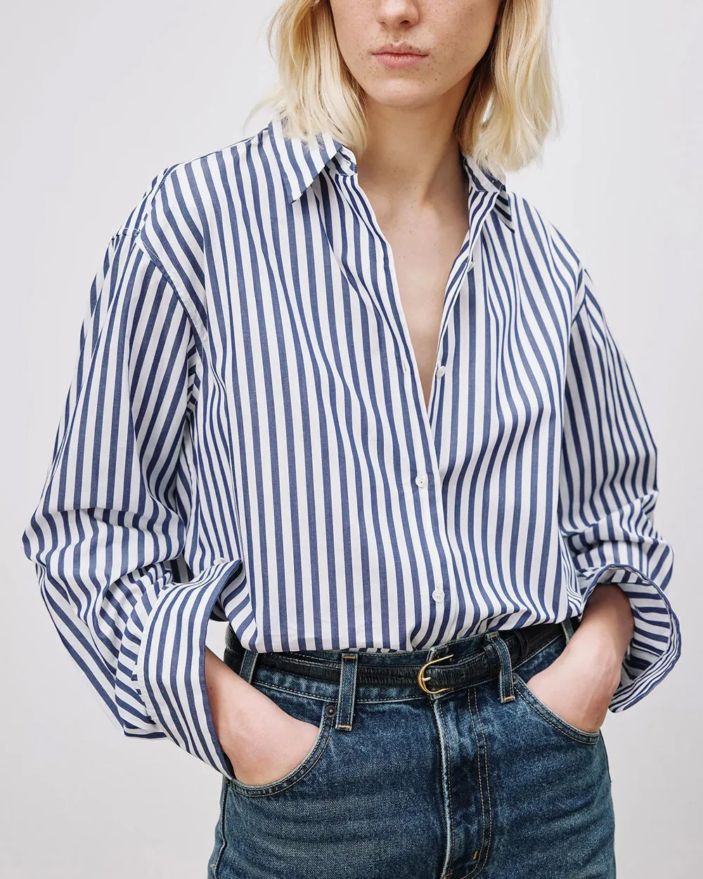 Navy and White Stripe Yorke Shirt