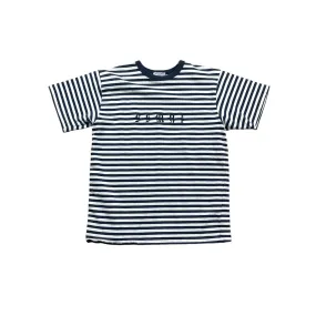 Navy Blue + White Basement Striped Tee - Small