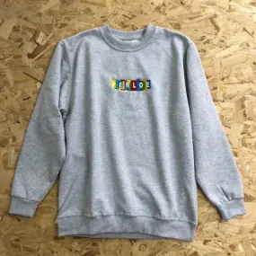 Penloe Patchwork Crew Sweat Heather Grey  This crew sweatshirt is constructed from a cotton-polyester blend.  Features high stit