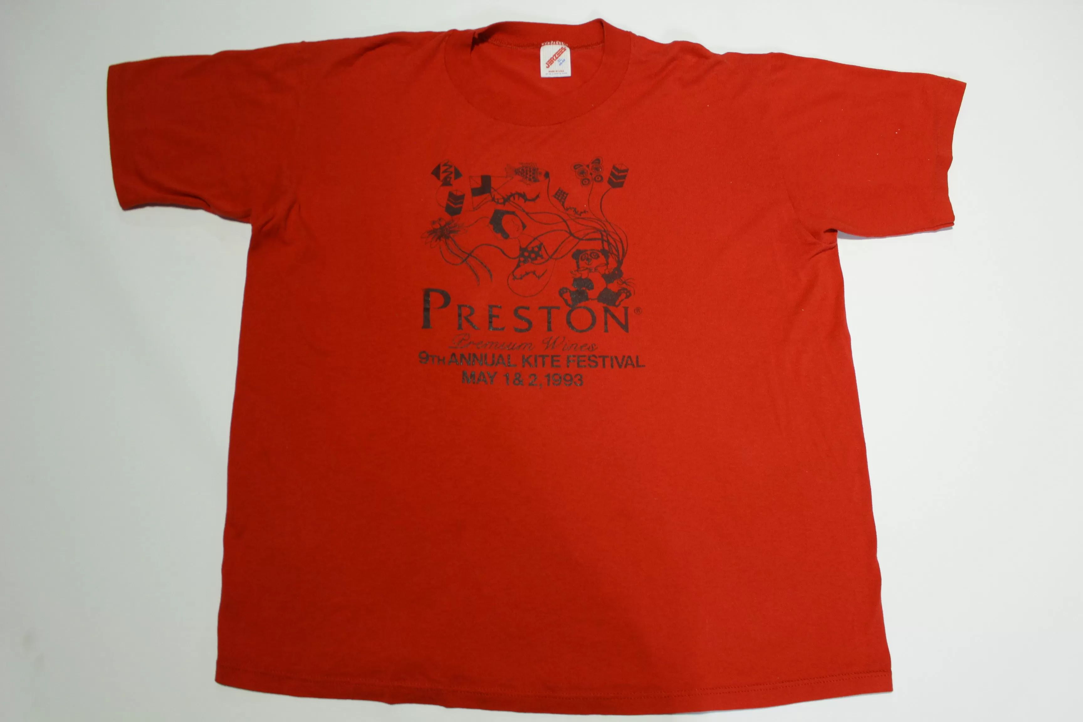 Preston Wines 9th Annual Kite Festival Vintage 1993 Jerzees 90's T-Shirt