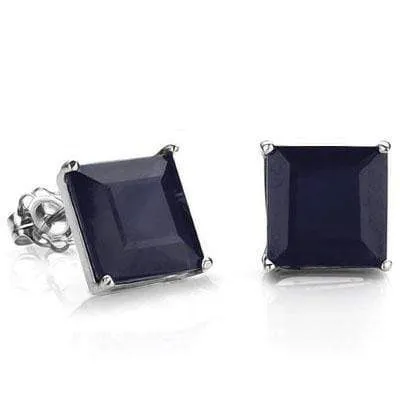 PRICELESS 1 CARAT TW (2 PCS) GENUINE BLACK SAPPHIRE 10K SOLID WHITE GOLD EARRING