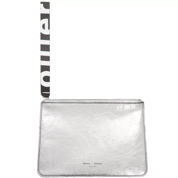 PS Medium Pouch, Metallic Paper, Silver