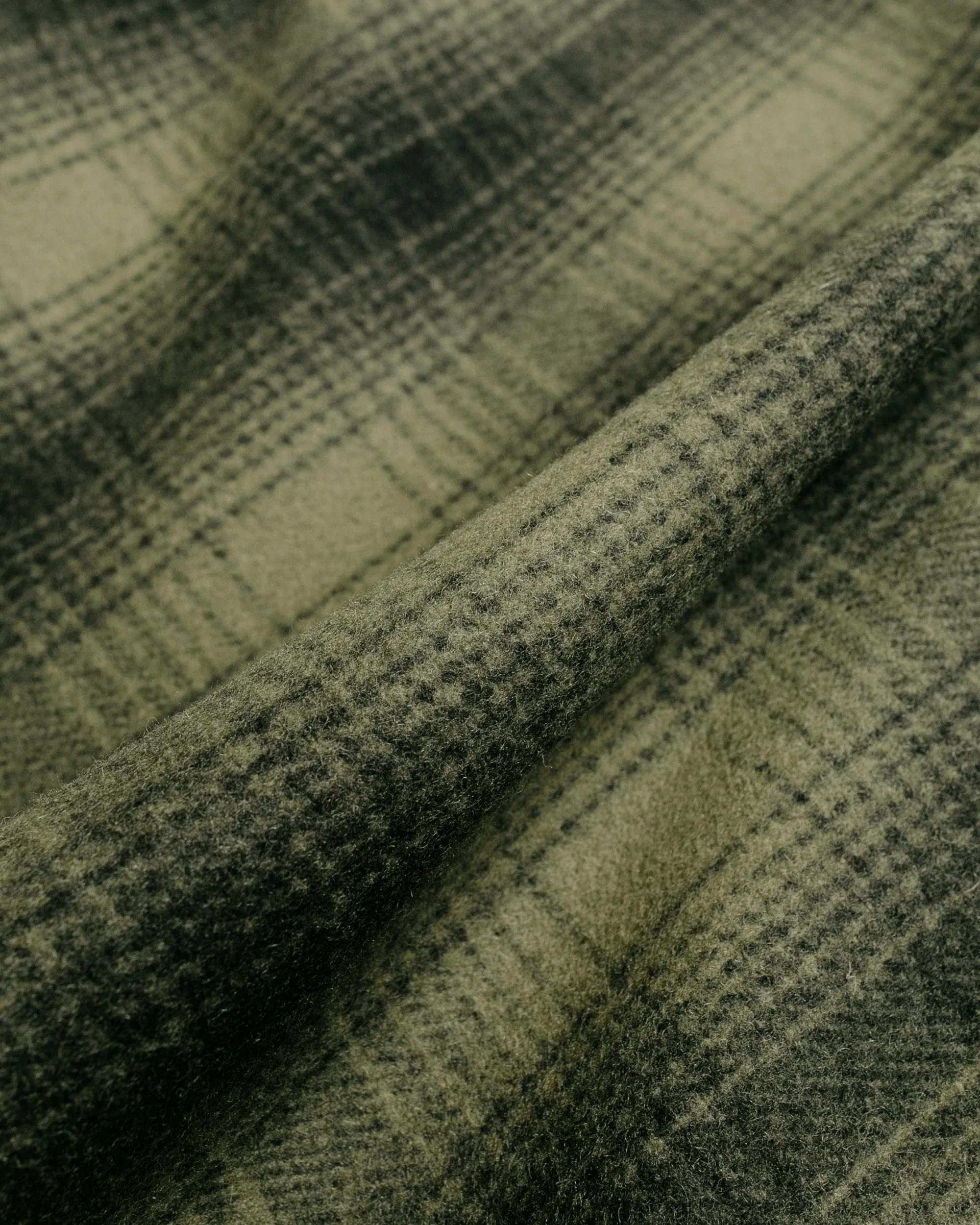 Randy's Garments Station Jacket Shadow Plaid Melton Wool Olive