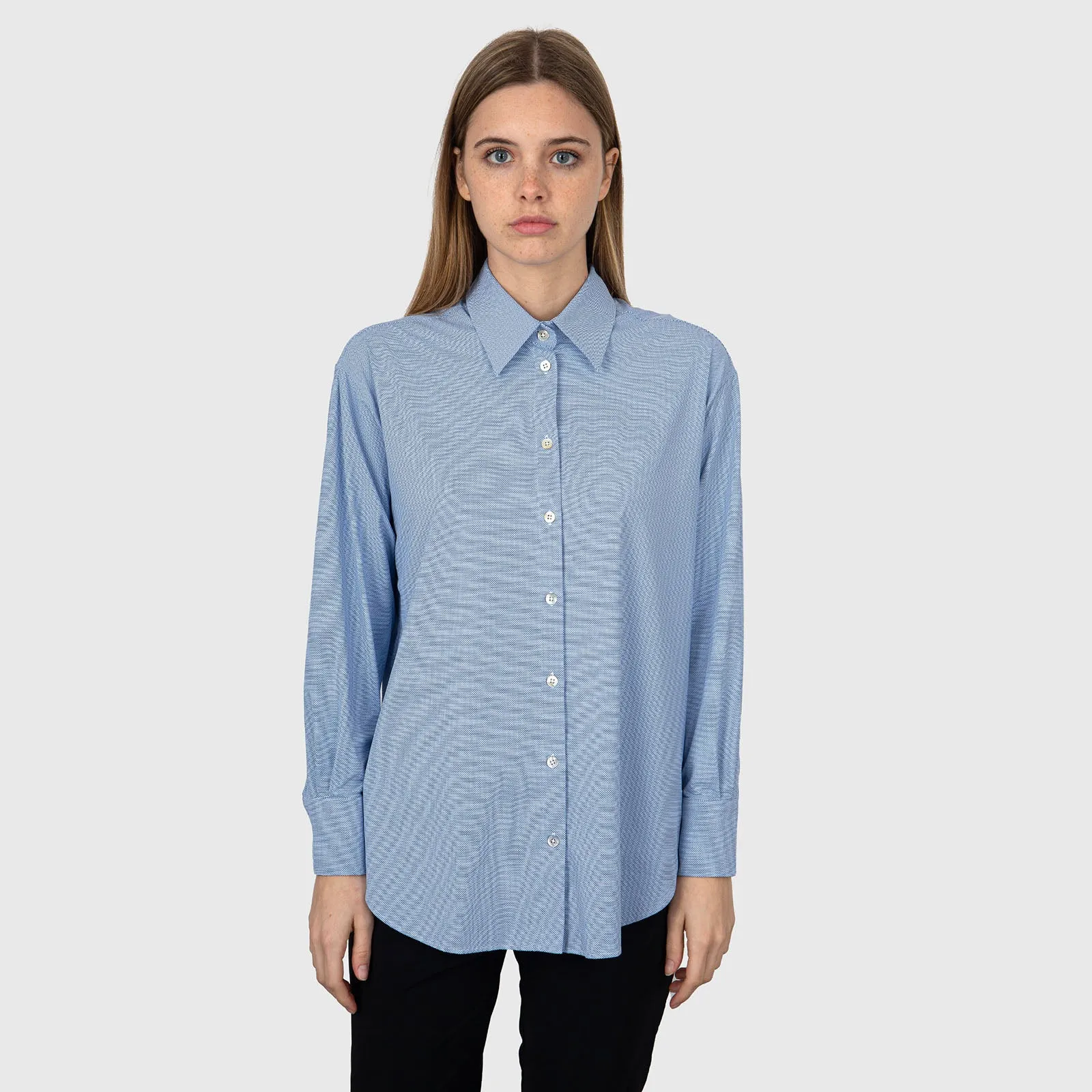 Rrd Oxford Jacquard Boyfriend Wom Shirt Celeste Donna