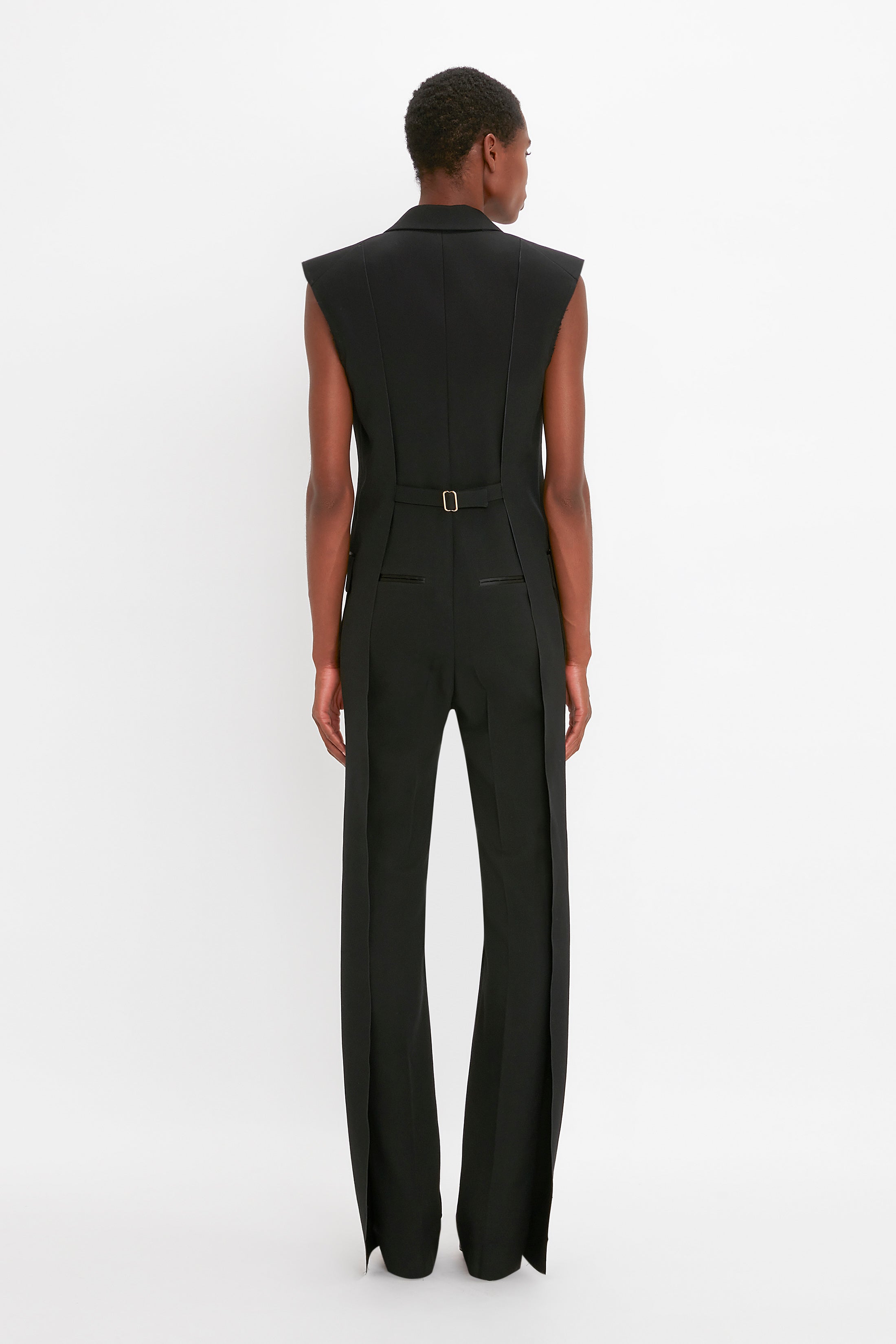 Sleeveless Tuxedo Jumpsuit in Black