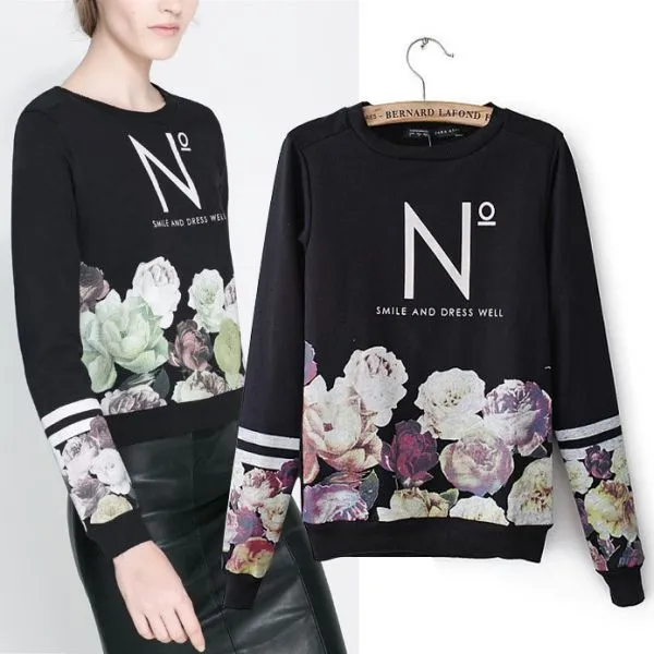 Smile and Dress Well Sweater Jumper for Women Flower Print Swag