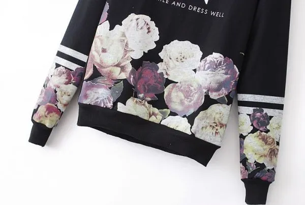 Smile and Dress Well Sweater Jumper for Women Flower Print Swag