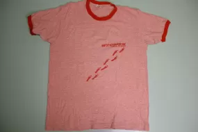 St. Croix Virgin Islands Vintage 80's Heathered Red Ringer Footprints T-Shirt