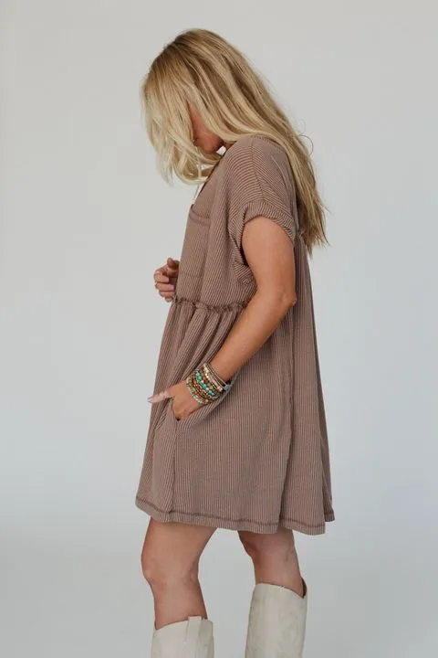 Subtle Escape Textured Dress - Acorn