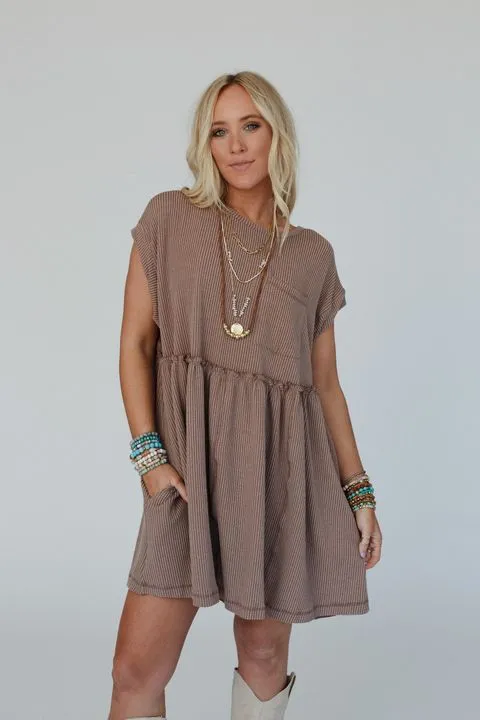 Subtle Escape Textured Dress - Acorn