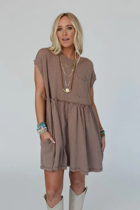 Subtle Escape Textured Dress - Acorn