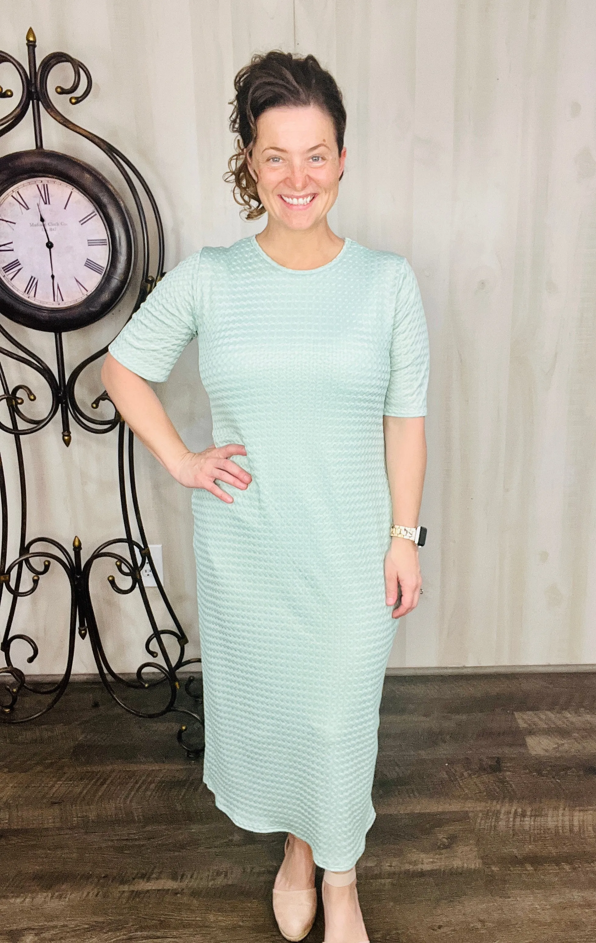 Summer Joy Dress- Textured Sage