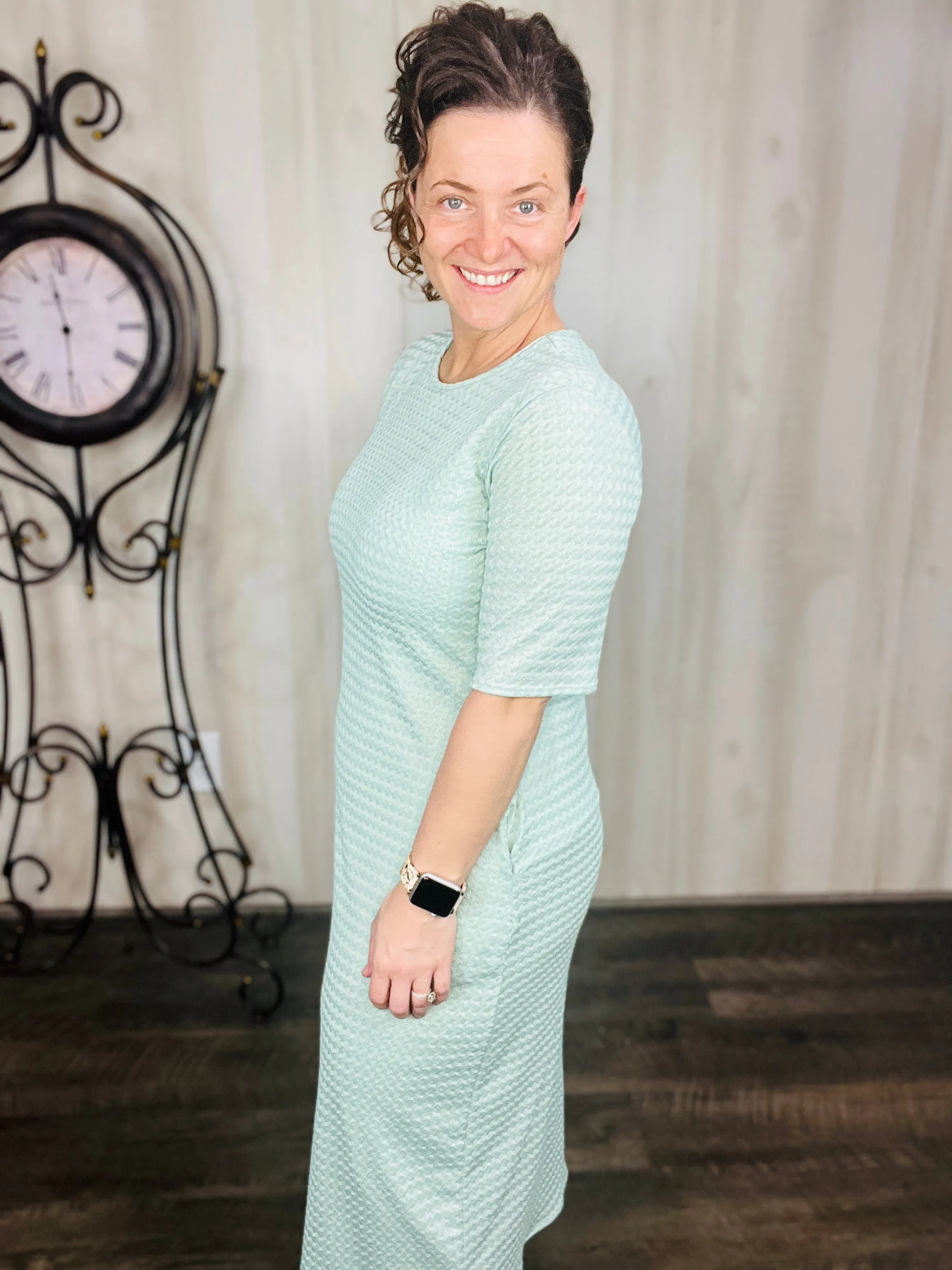 Summer Joy Dress- Textured Sage