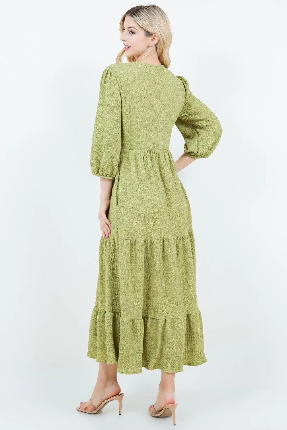 Take On The Day Textured Dress- Sage