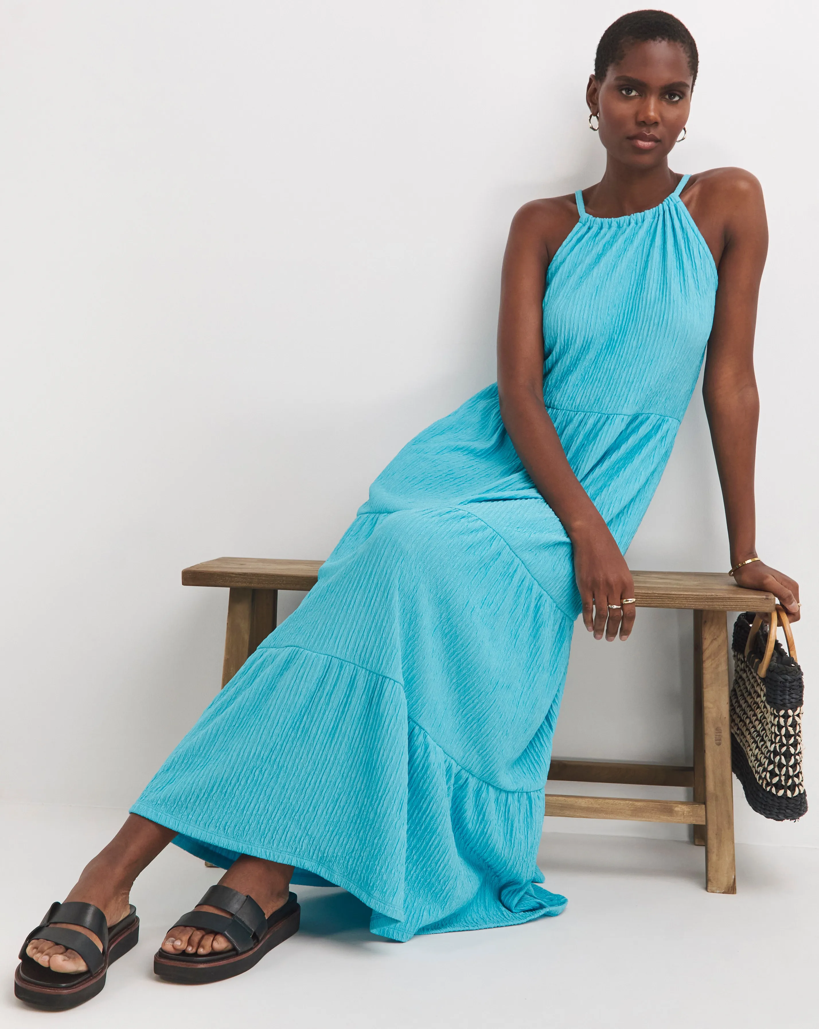 Textured Halter Maxi Dress