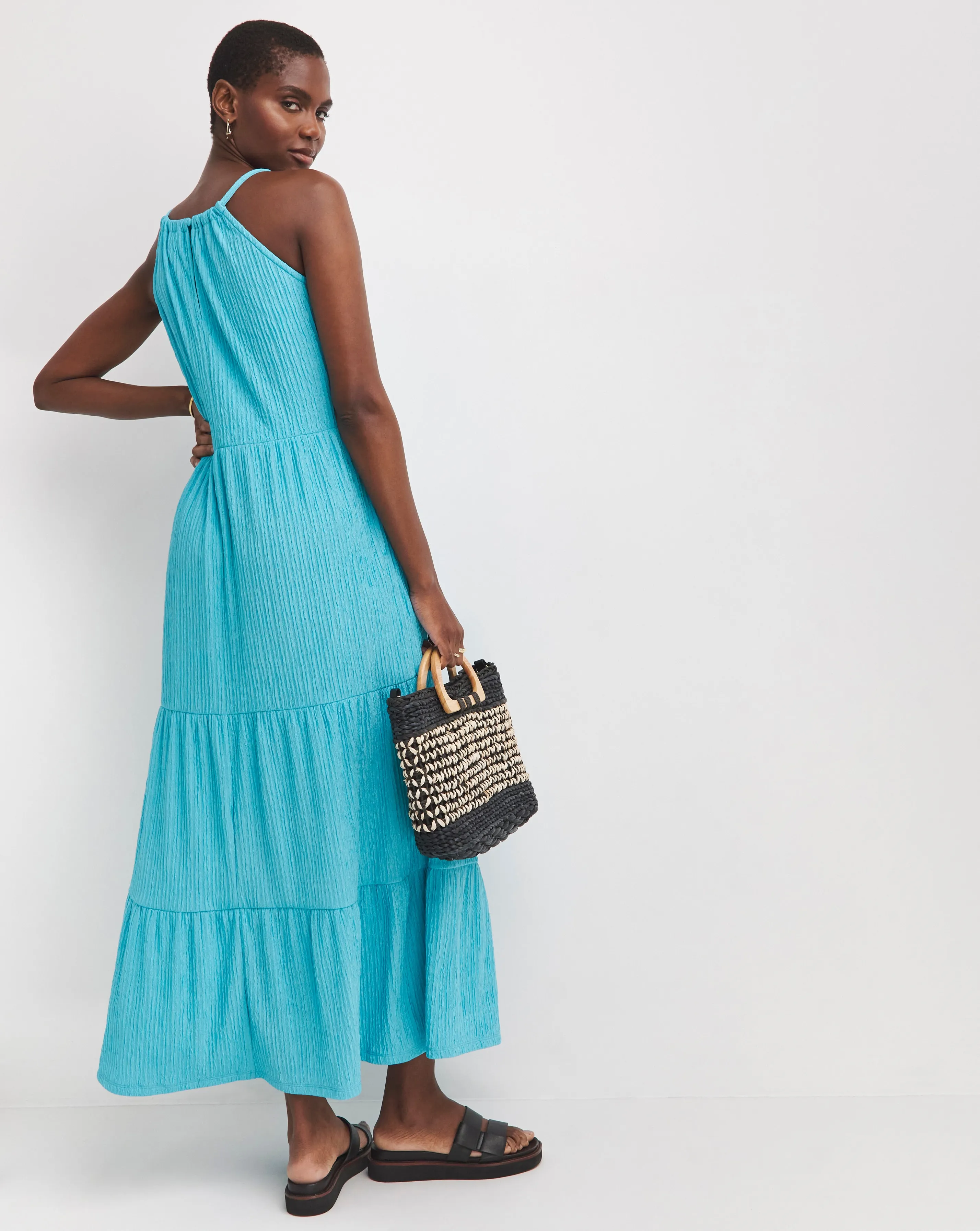 Textured Halter Maxi Dress