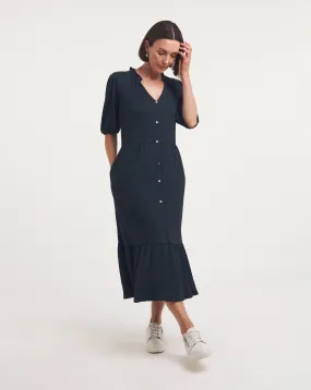 Textured Jersey Midi Smock Dress