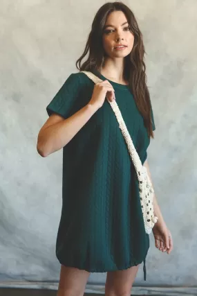 Textured On The Go Knit Mini Dress - Green