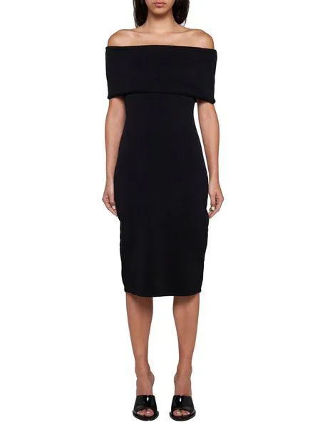 TEXTURED TECHNICAL NYLON MIDI DRESS