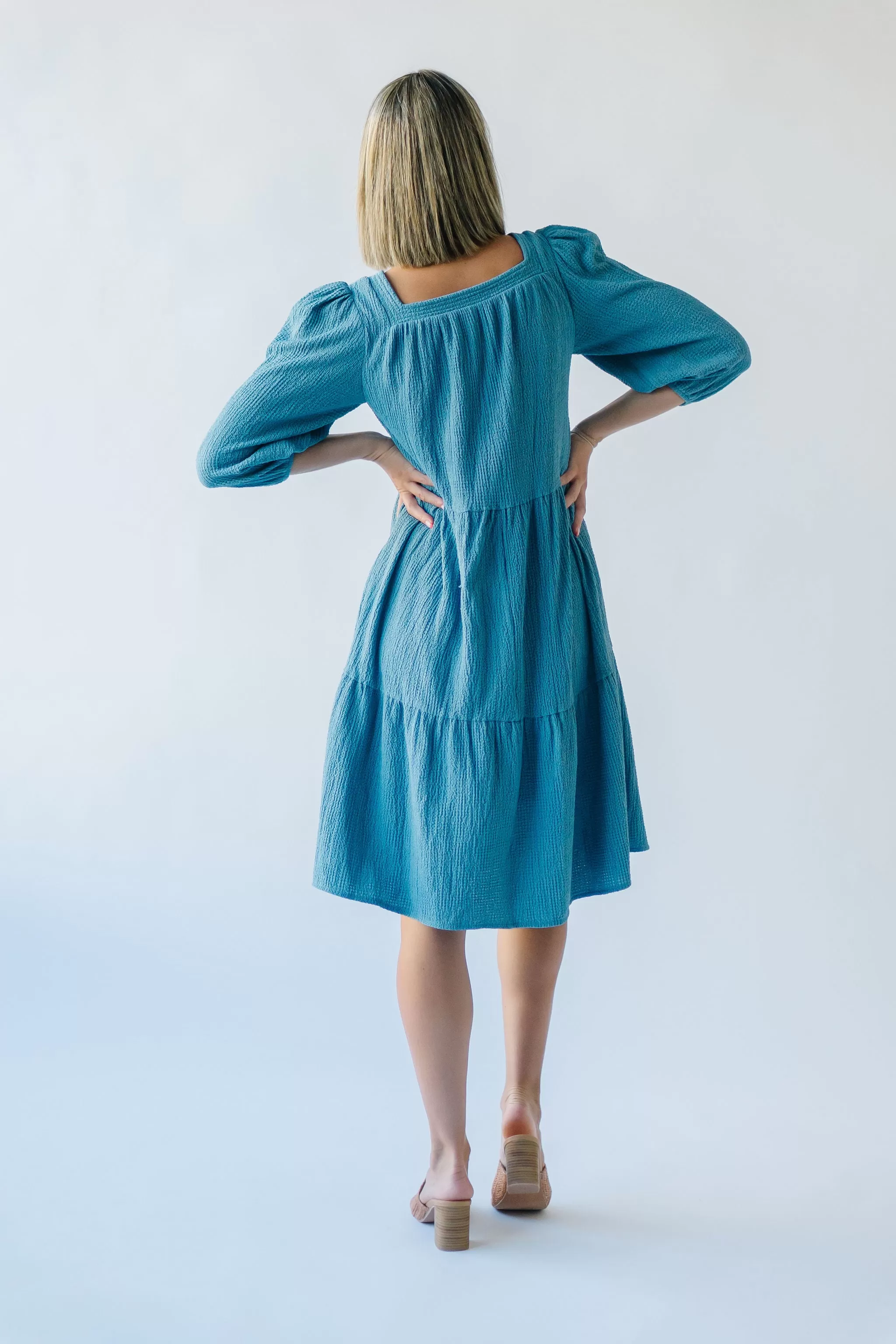 The Durham Textured Dress in Light Blue