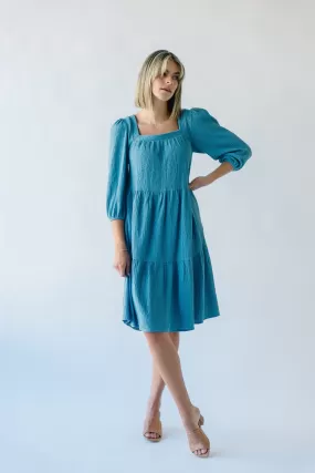 The Durham Textured Dress in Light Blue