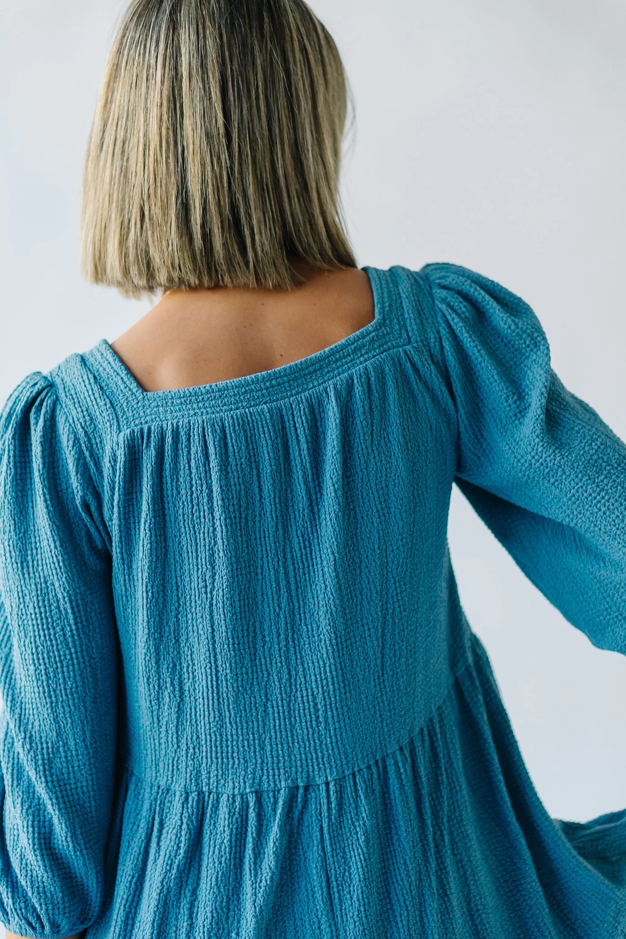 The Durham Textured Dress in Light Blue