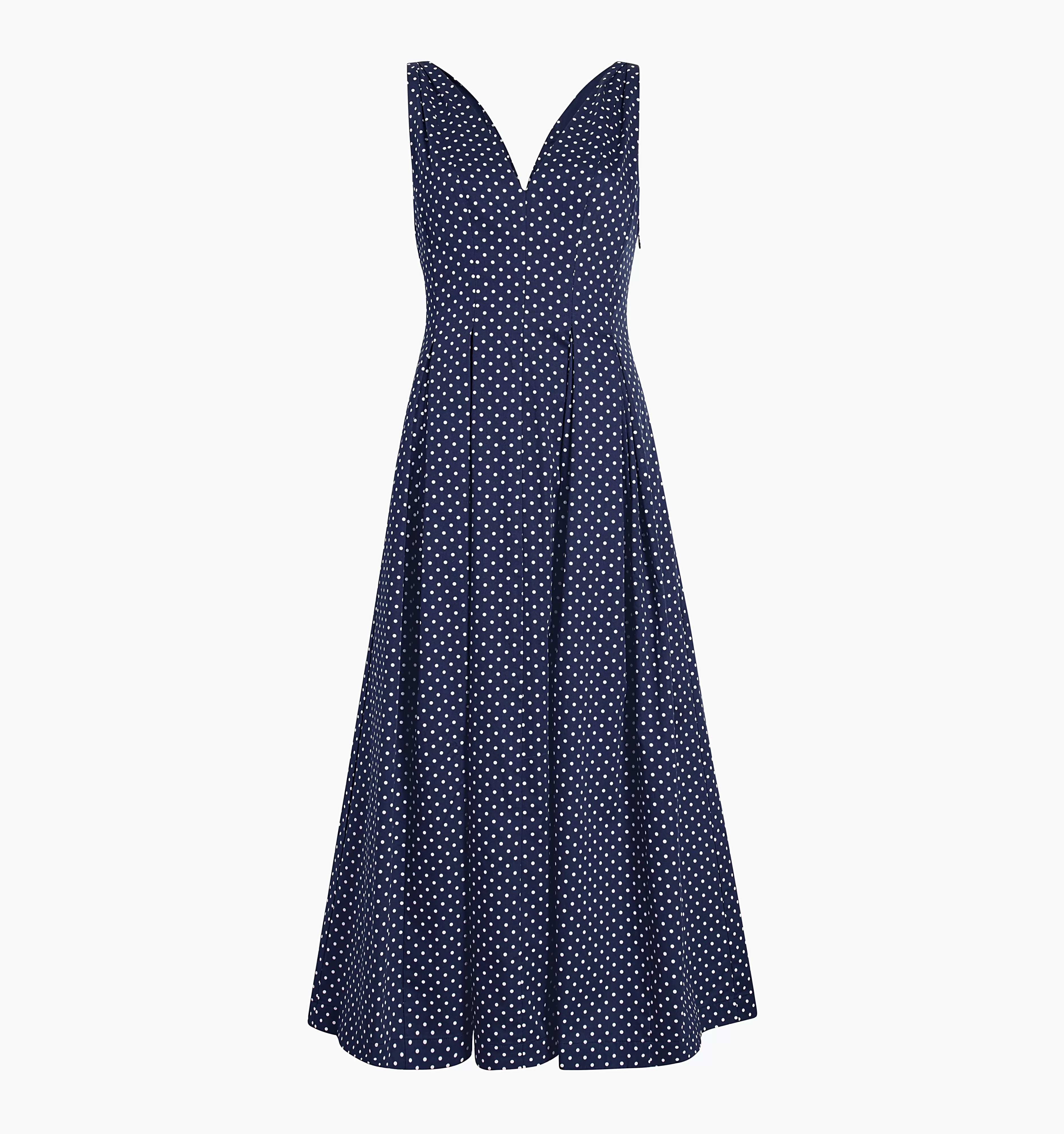 The Jacqueline Dress - Navy Polka Dot Cotton Sateen