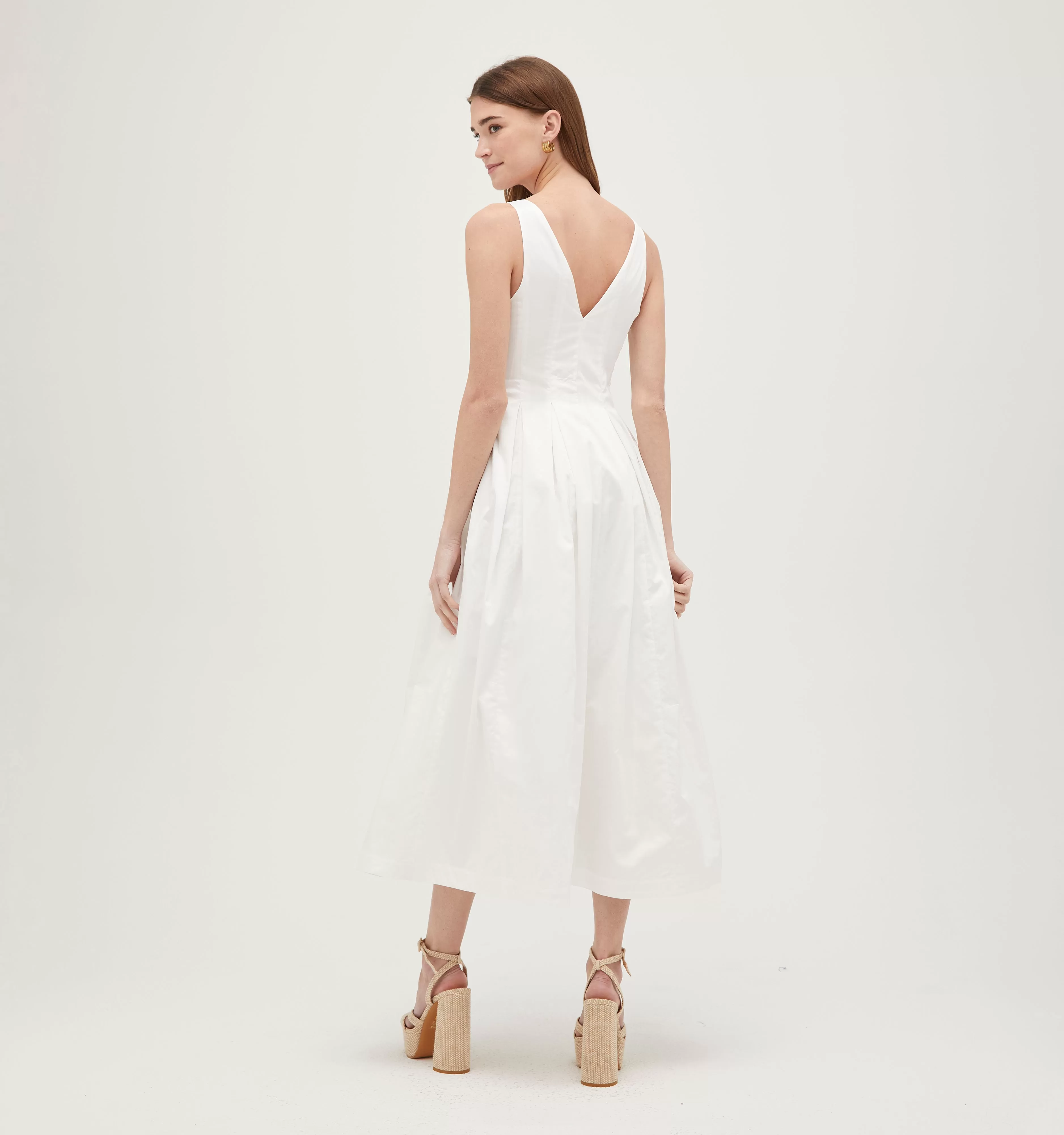 The Jacqueline Dress - White Cotton Sateen