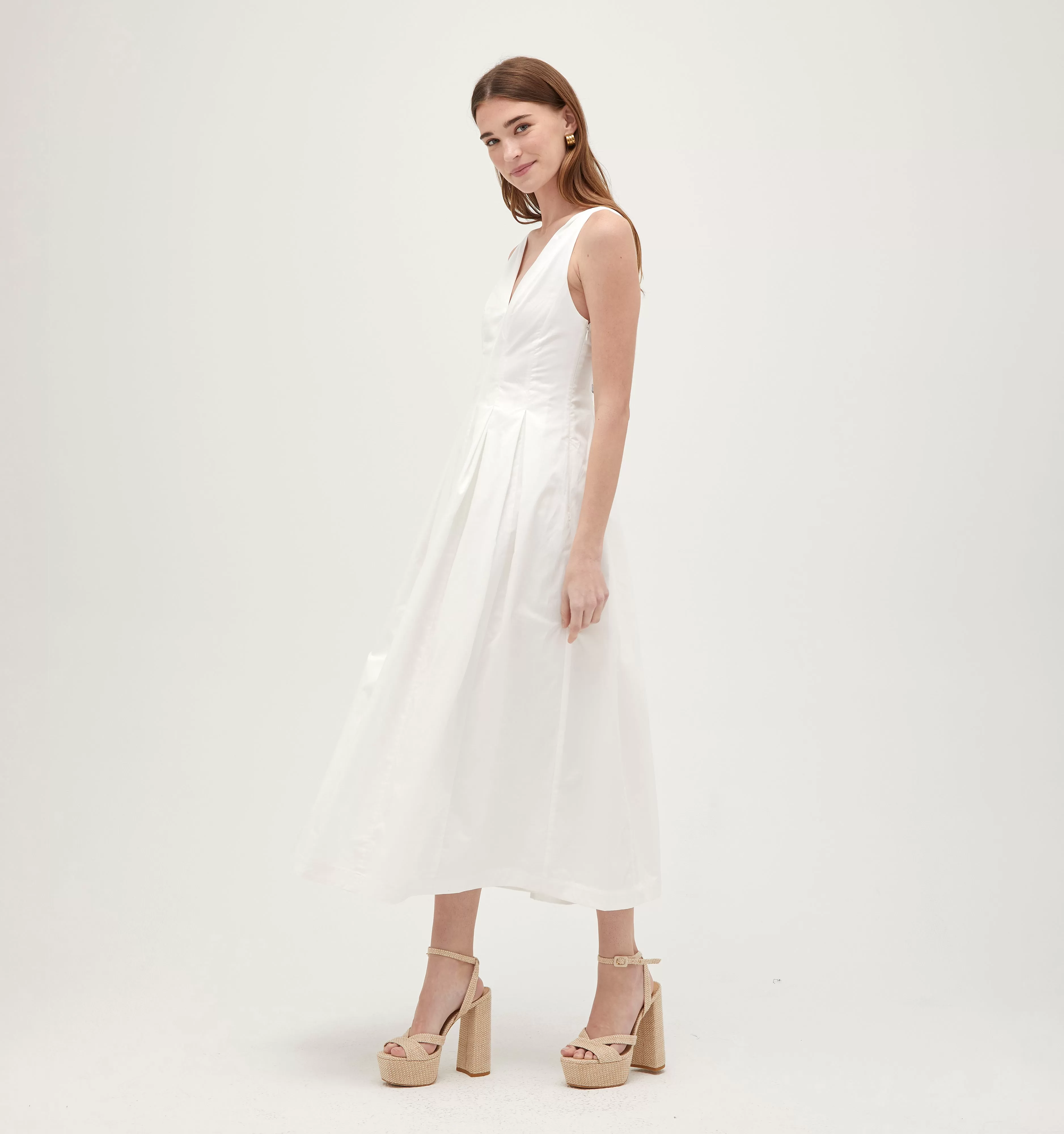 The Jacqueline Dress - White Cotton Sateen