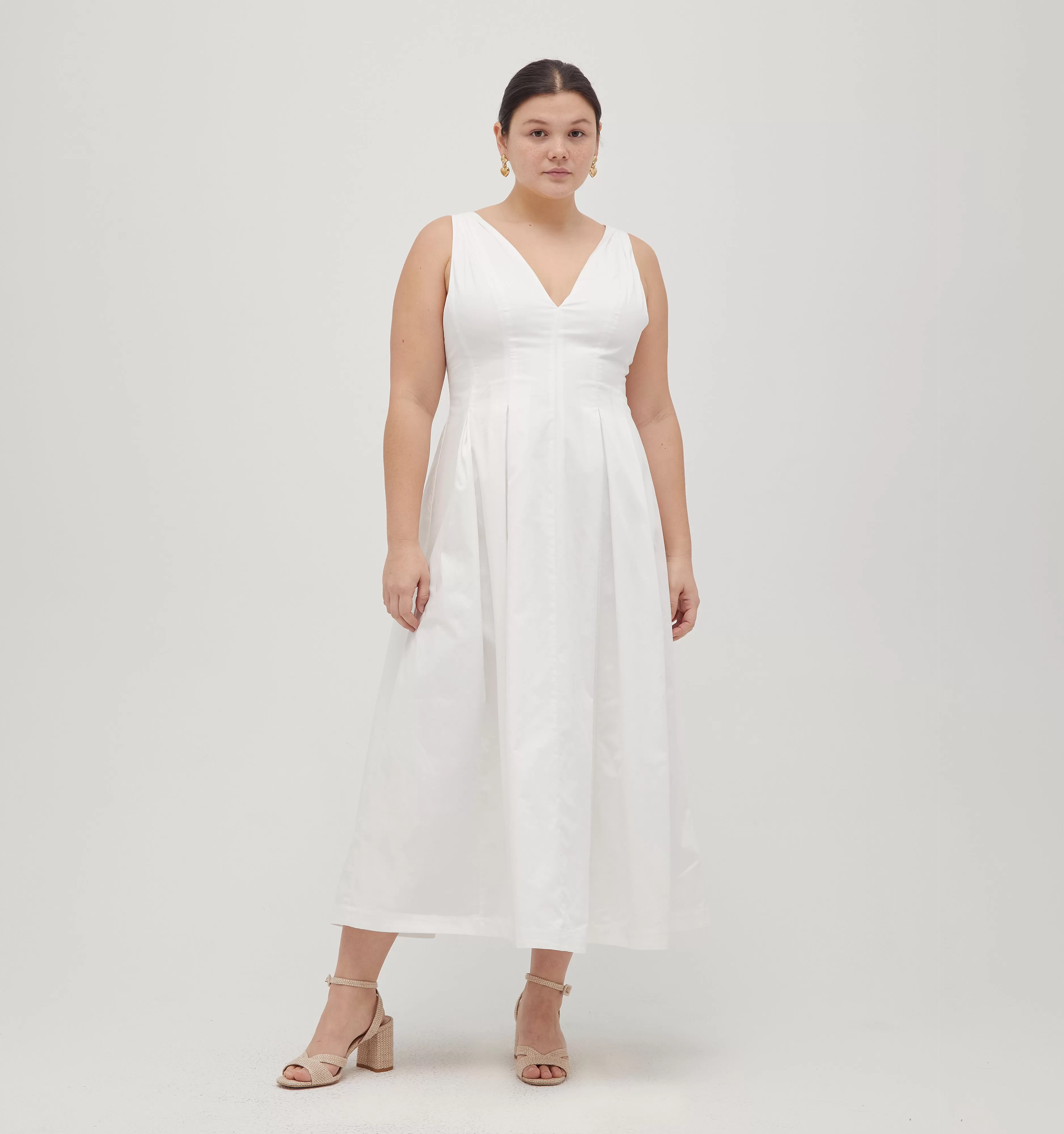 The Jacqueline Dress - White Cotton Sateen