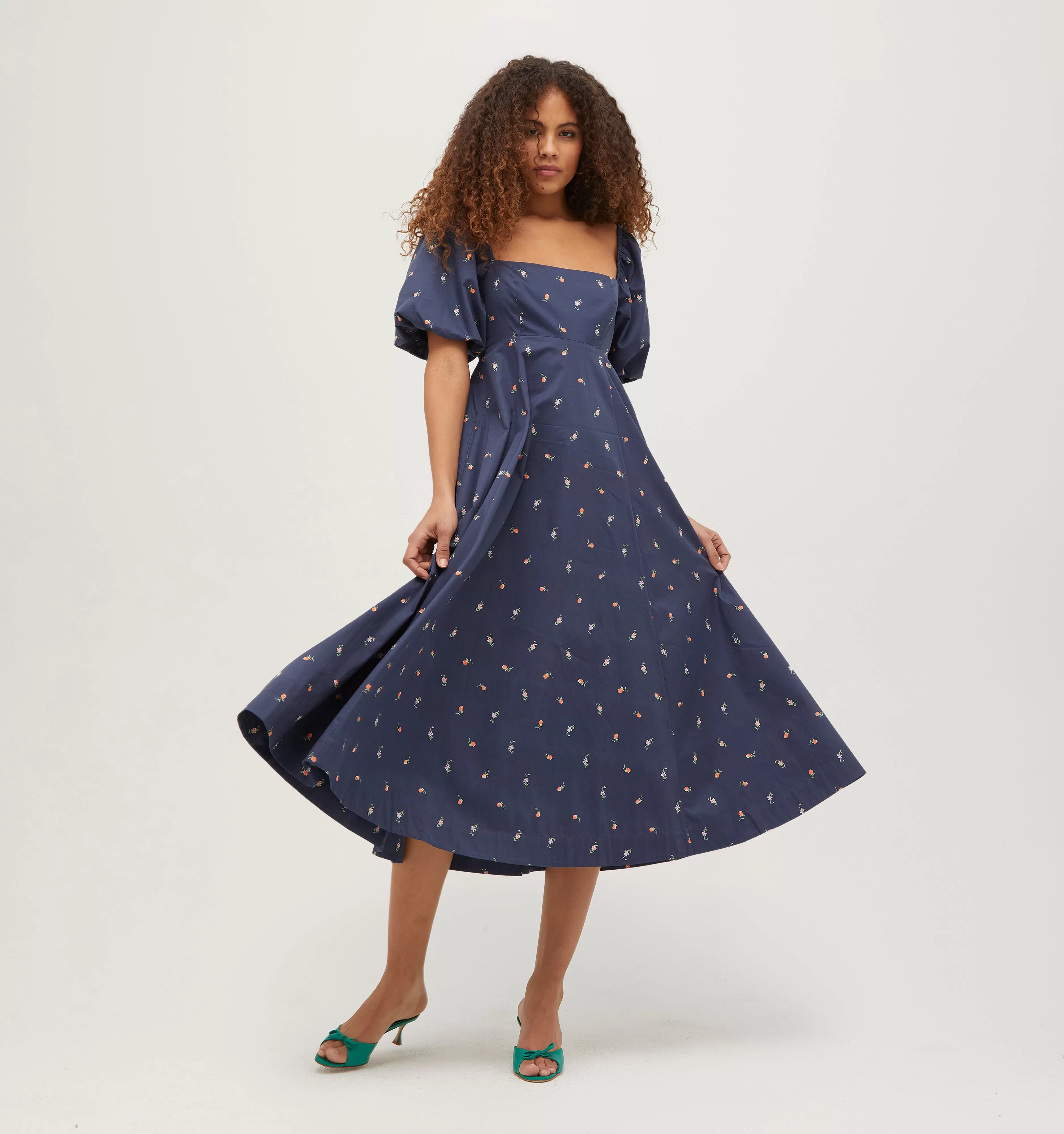 The Matilda Dress - Petite Fleur in Navy Cotton Sateen