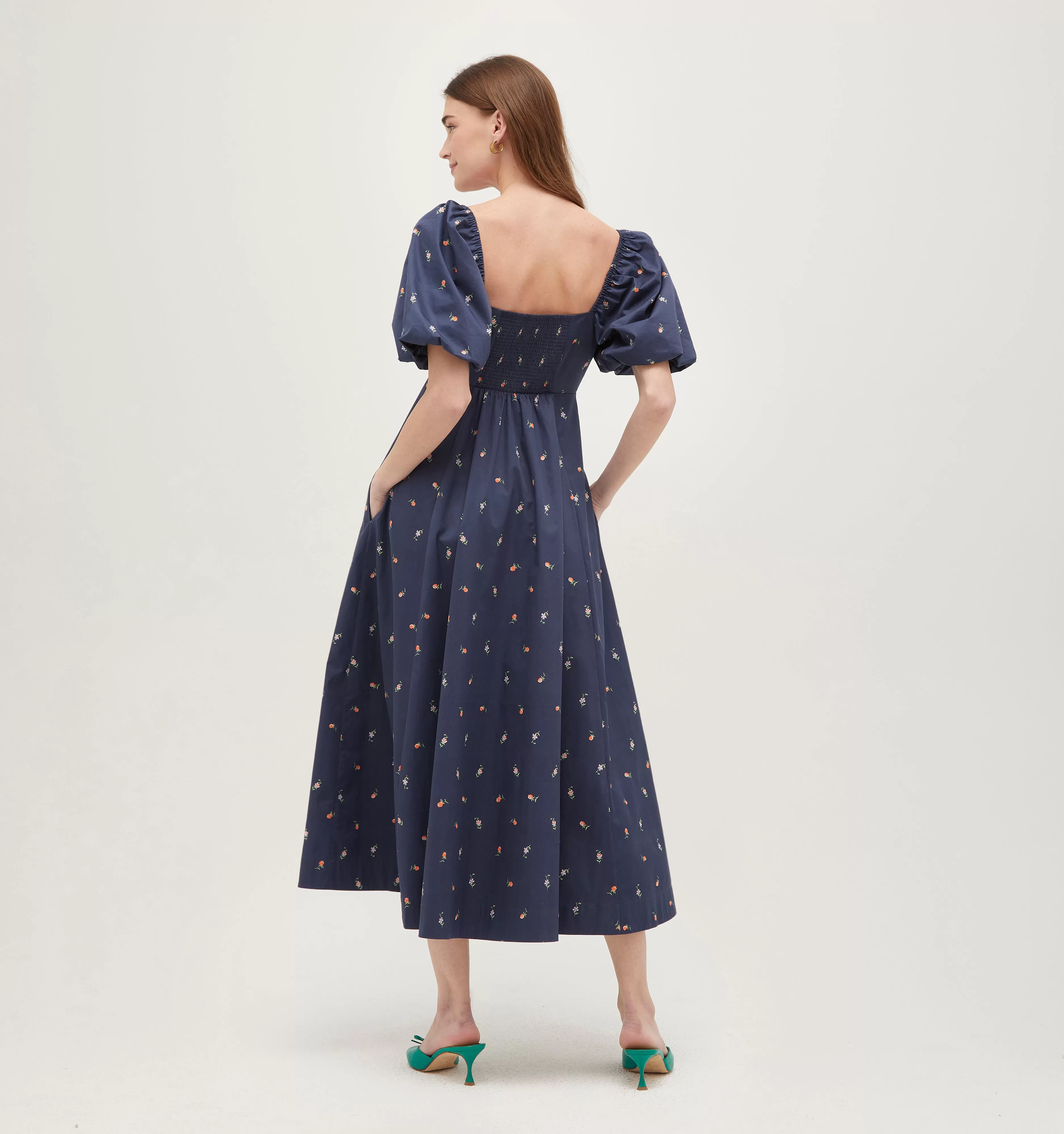 The Matilda Dress - Petite Fleur in Navy Cotton Sateen