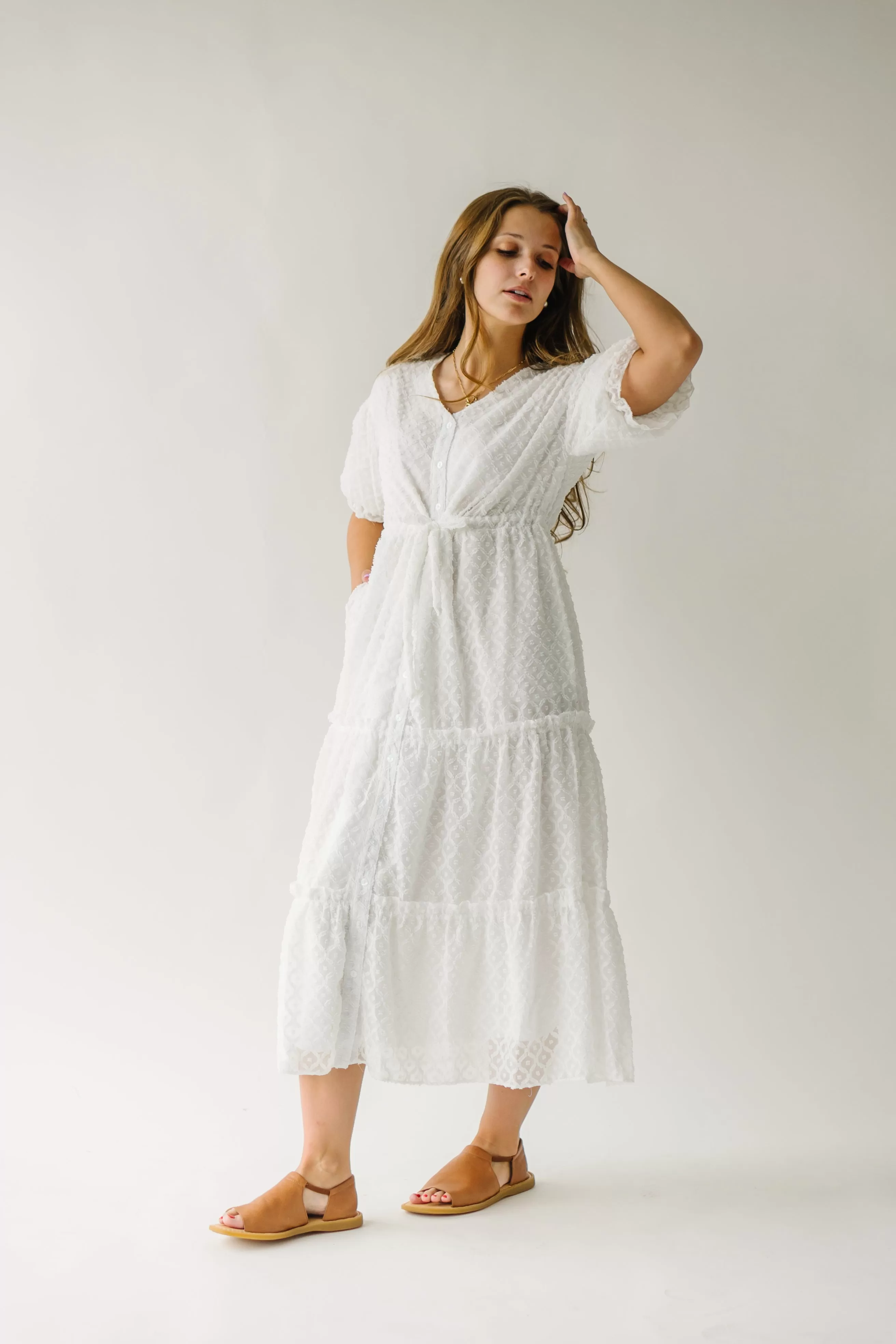 The Nadal Textured Maxi Dress in White