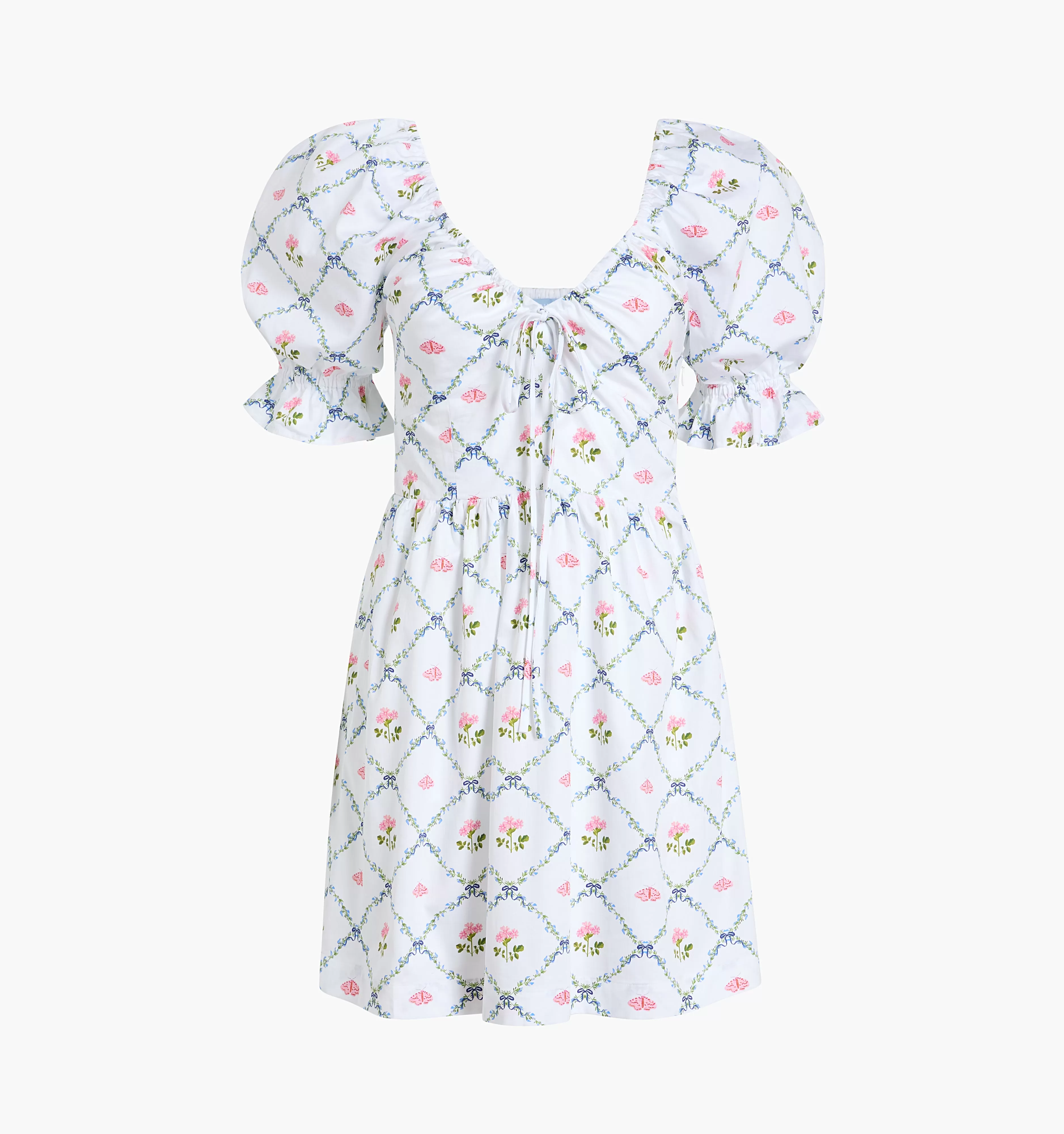 The Ophelia Mini Dress - Butterfly Trellis Cotton Sateen